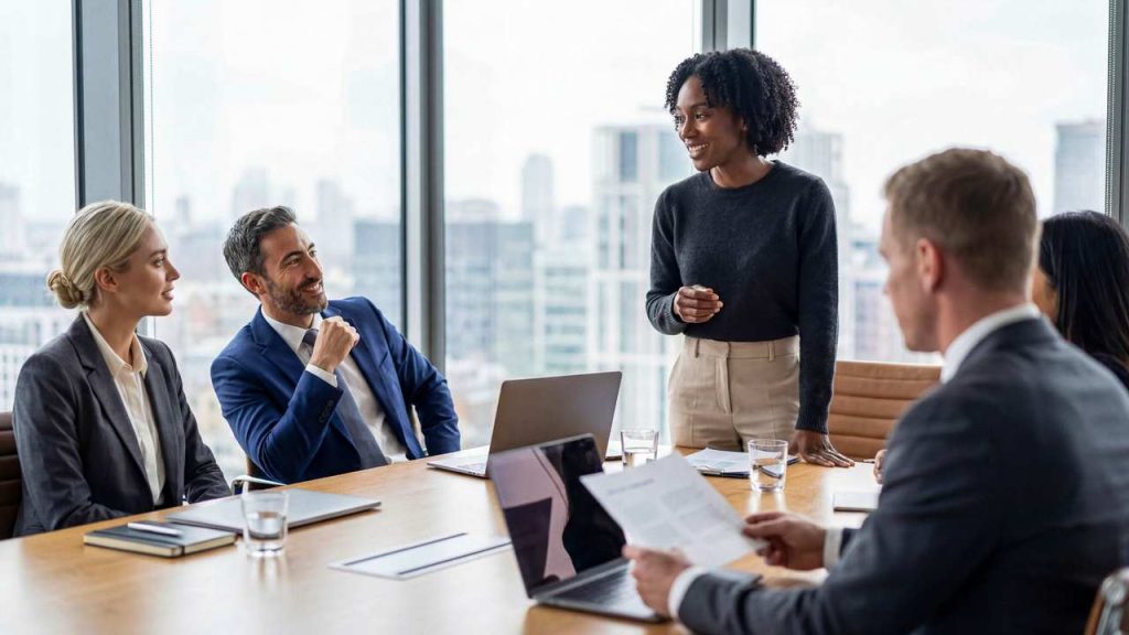 Business leaders reviewing workforce data as Australian employers assess skills shortages and global labour market trends.