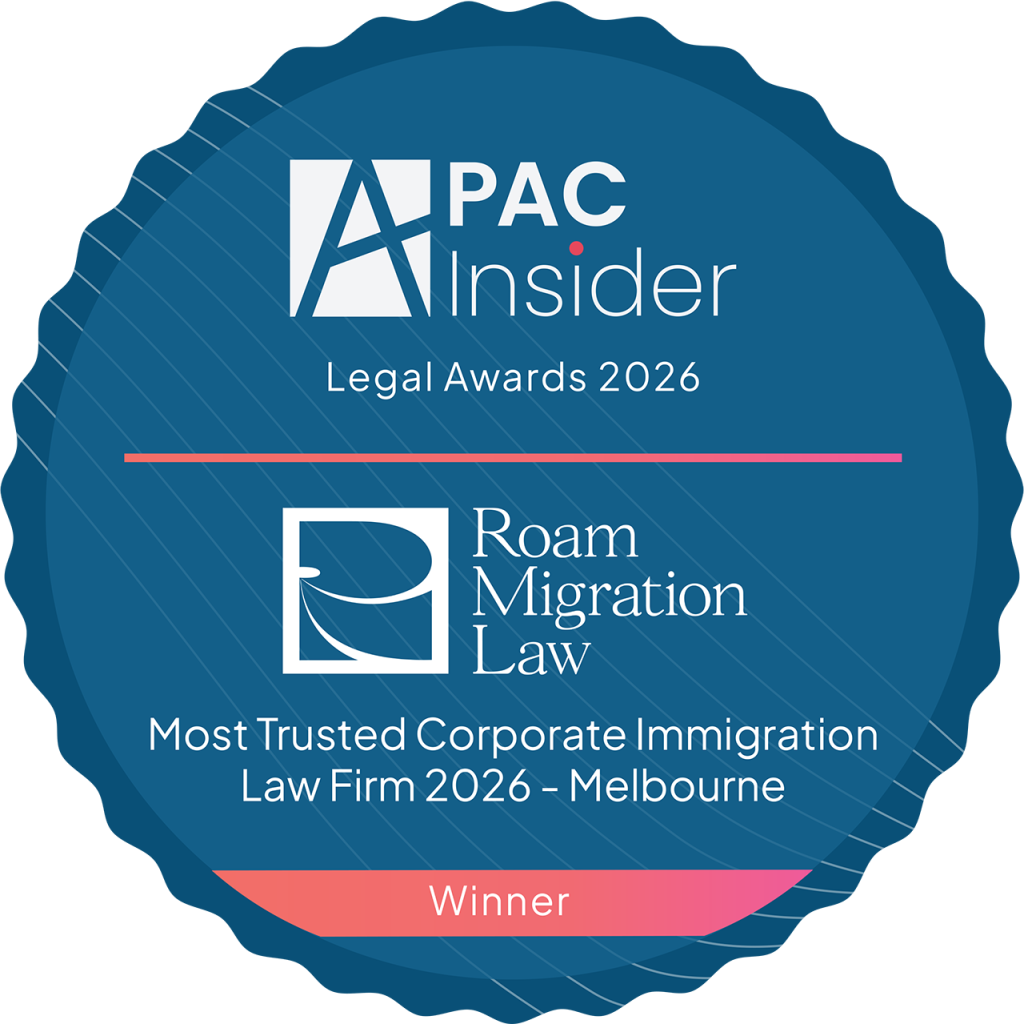 Roam Migration Law has been named Most Trusted Corporate Immigration Law Firm 2026 – Melbourne at the APAC Legal Awards 2026